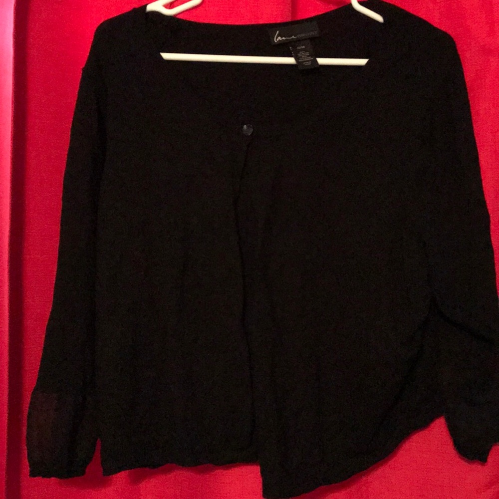 One button cardigan sheer sleeve see pics